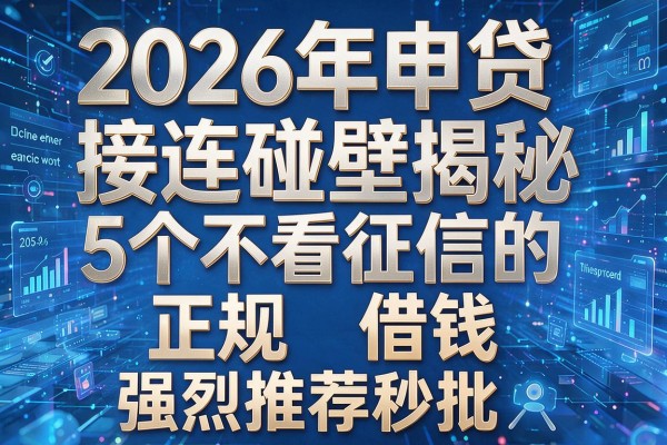 2026年申贷接连碰壁揭秘5个不看征信的正规借钱强烈推荐秒批！