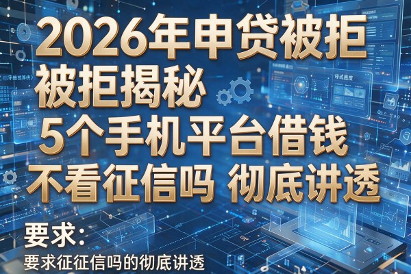 2026年申贷被拒揭秘5个手机平台借钱不看征信吗彻底讲透!