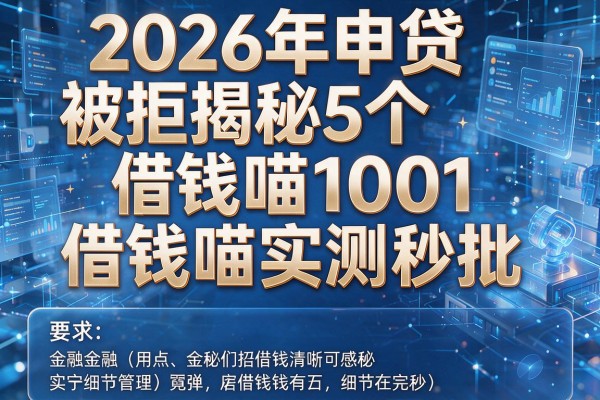 2026年申贷被拒揭秘5个借钱喵1001借钱喵实测秒批!
