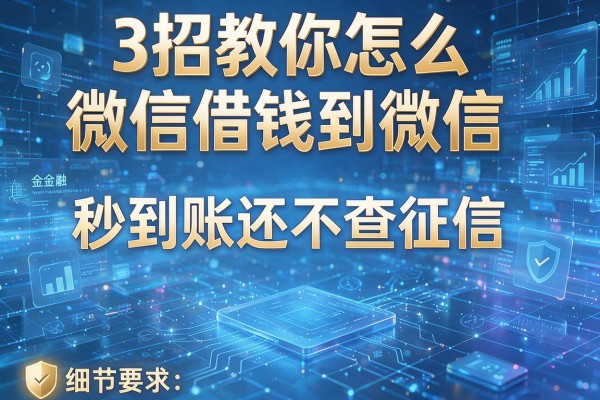 3招教你怎么微信借钱到微信,秒到账还不查征信!