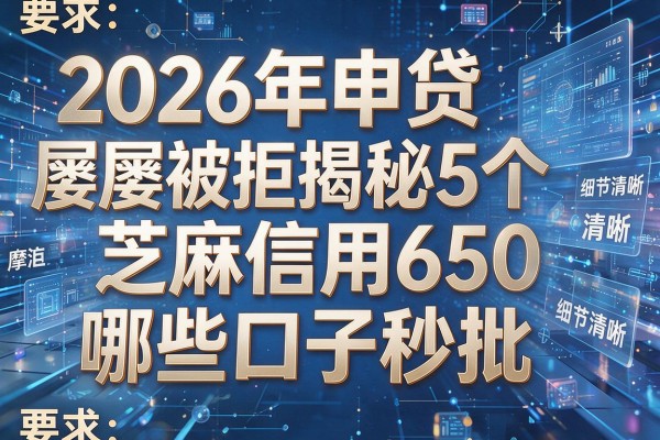 2026年申贷屡屡被拒揭秘5个芝麻信用650哪些口子秒批!