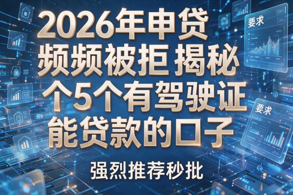 2026年申贷频频被拒揭秘5个有驾驶证能贷款的口子强烈推荐秒批!
