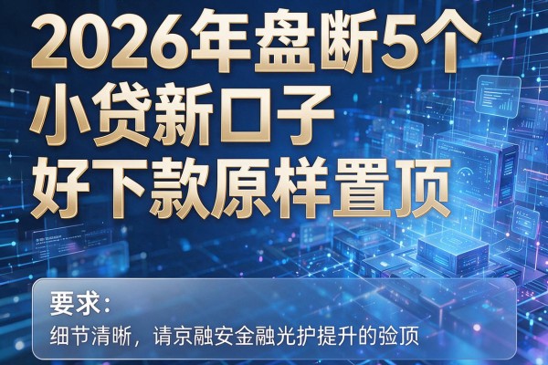 2026年盘点5个小贷新口子好下款原样置顶