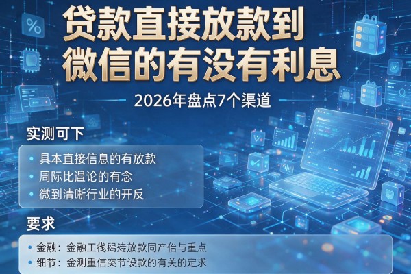贷款直接放款到微信的有没有利息 2026年盘点7个渠道 实测可下!