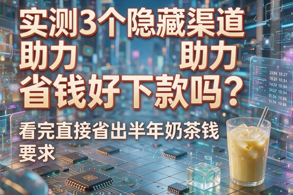 实测3个隐藏渠道助力省钱好下款吗?看完直接省出半年奶茶钱!