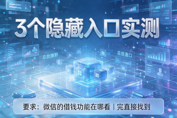 3个隐藏入口实测,微信的借钱功能在哪看完直接找到!