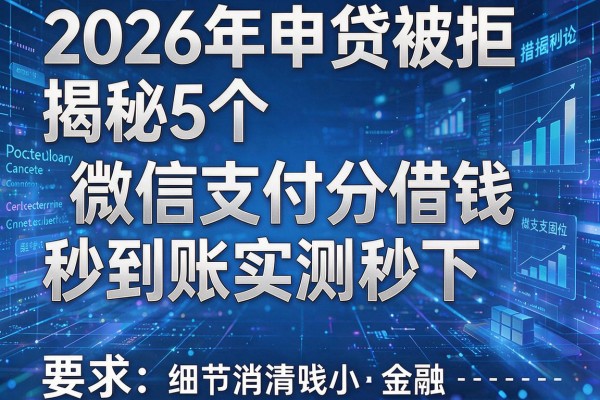 2026年申贷被拒揭秘5个微信支付分借钱秒到账实测秒下！