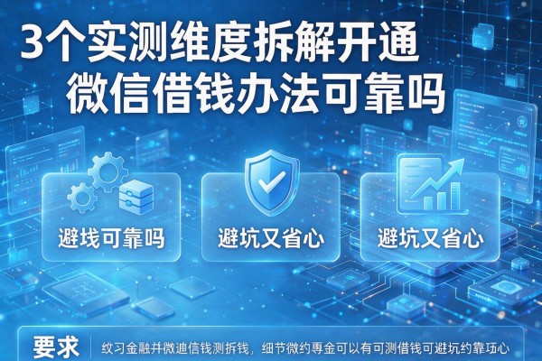 3个实测维度拆解开通微信借钱办法可靠吗,避坑又省心!