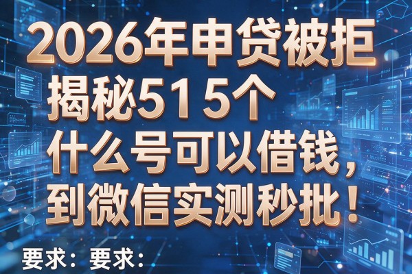 2026年申贷被拒揭秘5个什么号可以借钱到微信实测秒批!
