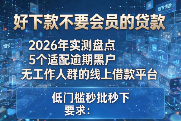 好下款不要会员的贷款 2026年实测盘点5个适配逾期黑户无工作人群的线上借款平台 低门槛秒批秒下!