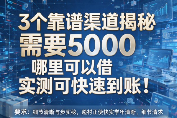 3个靠谱渠道揭秘需要5000哪里可以借实测可快速到账！