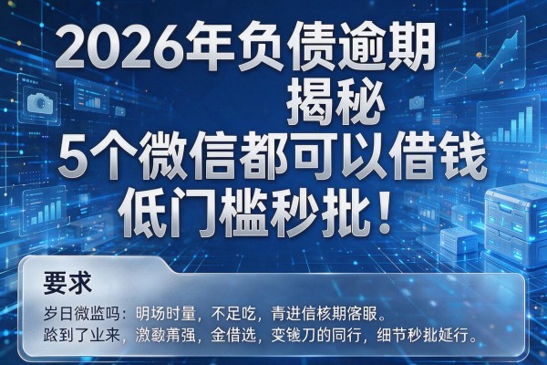 2026年负债逾期揭秘5个微信都可以借钱吗低门槛秒批!