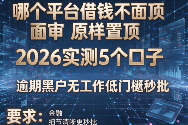 哪个平台借钱不面审原样置顶 2026实测5个口子 逾期黑户无工作低门槛秒批!