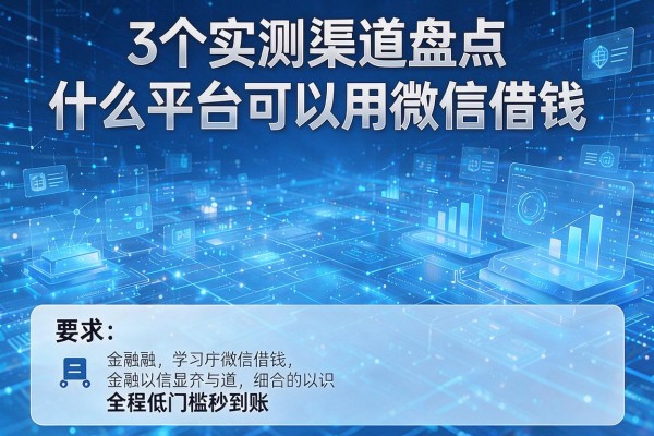 3个实测渠道盘点什么平台可以用微信借钱,全程低门槛秒到账!