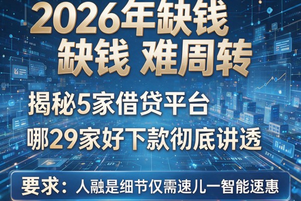 2026年缺钱难周转揭秘5家借贷平台哪29家好下款彻底讲透!
