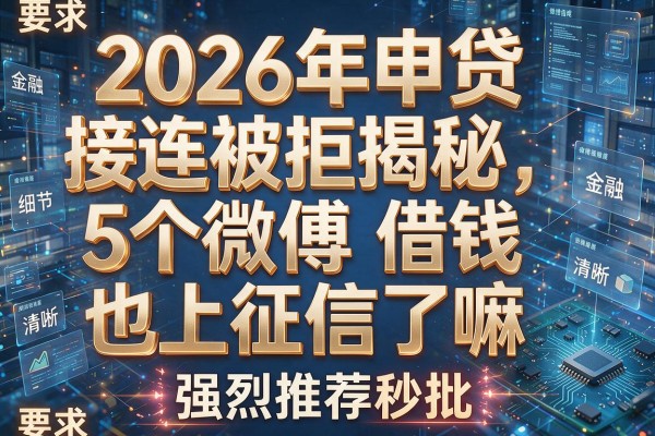 2026年申贷接连被拒揭秘5个微博借钱也上征信了嘛强烈推荐秒批!