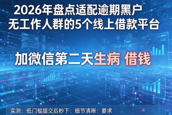 加微信第二天生病借钱 2026年盘点适配逾期黑户无工作人群的5个线上借款平台 实测低门槛提交后秒下!