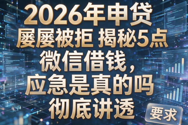 2026年申贷屡屡被拒揭秘5点微信借钱应急是真的吗彻底讲透!