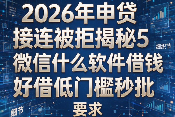 2026年申贷接连被拒揭秘5款微信什么软件借钱好借低门槛秒批!
