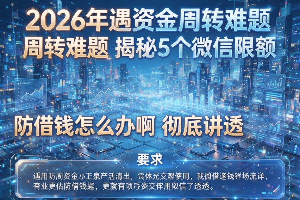 2026年遇资金周转难题揭秘5个微信限额防借钱怎么办啊彻底讲透!