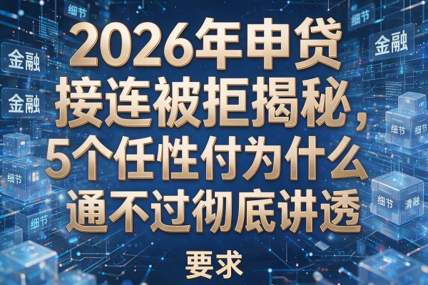 2026年申贷接连被拒揭秘5个任性付为什么通不过彻底讲透!