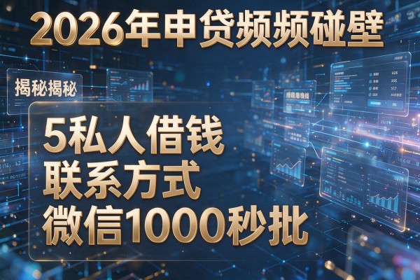2026年申贷频频碰壁揭秘5私人借钱联系方式微信1000秒批！
