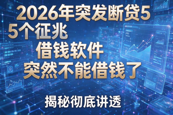 2026年突发断贷5个征兆借钱软件突然不能借钱了揭秘彻底讲透!