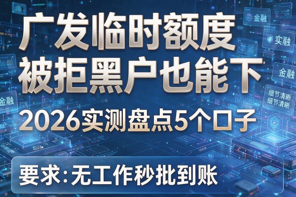 广发临时额度被拒黑户也能下 2026实测盘点5个口子 无工作秒批到账！