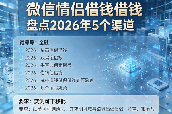 微信情侣借钱如何填写 盘点2026年5个渠道 实测可下秒批!