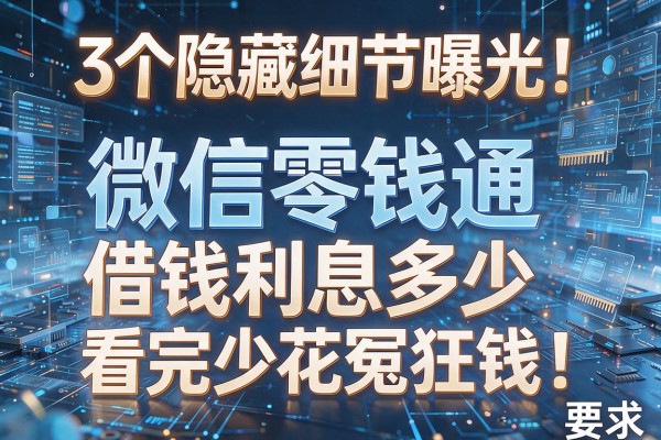 3个隐藏细节曝光!微信零钱通借钱利息多少看完少花冤枉钱!