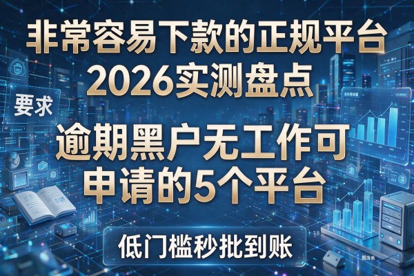 非常容易下款的正规平台 2026实测盘点 逾期黑户无工作可申请的5个平台 低门槛秒批到账