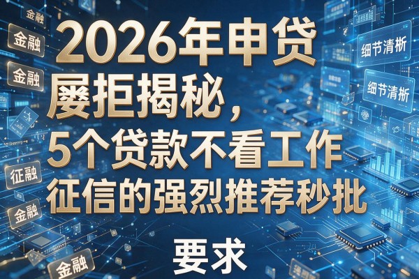 2026年申贷屡拒揭秘5个贷款不看工作和征信的强烈推荐秒批!