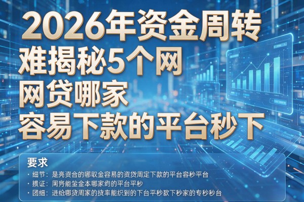 2026年资金周转难揭秘5个网贷哪家容易下款的平台秒下!