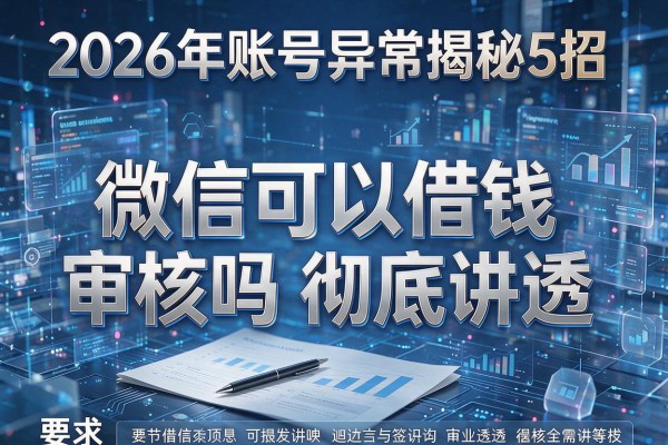 2026年账号异常揭秘5招微信可以借钱审核吗彻底讲透!