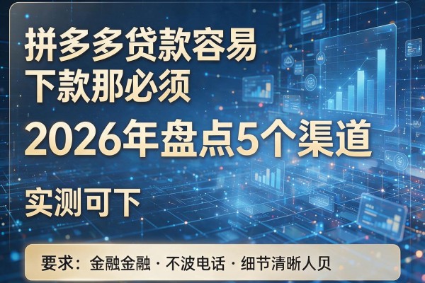 拼多多贷款容易下款那必须 2026年盘点5个渠道 实测可下!