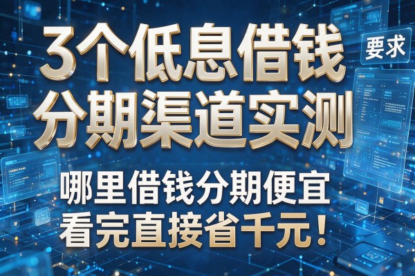 3个低息借钱分期渠道实测,哪里借钱分期便宜看完直接省千元!
