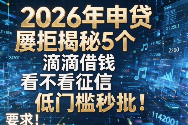 2026年申贷屡拒揭秘5个滴滴借钱看不看征信低门槛秒批!