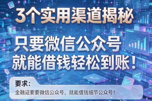 3个实用渠道揭秘只要微信公众号就能借钱轻松到账!