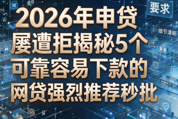 2026年申贷屡遭拒揭秘5个可靠容易下款的网贷强烈推荐秒批！