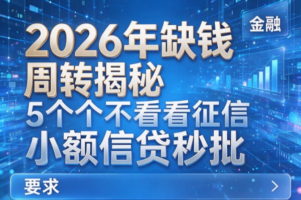 2026年缺钱周转揭秘5个不看征信小额信贷秒批!