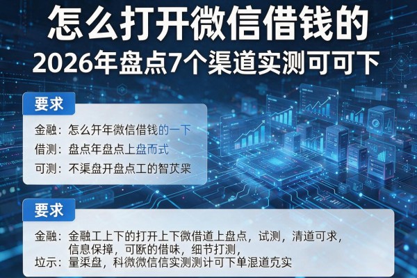 怎么打开微信借钱的 2026年盘点7个渠道实测可下!