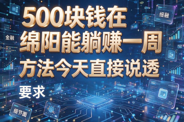 500块钱在绵阳能躺赚一周,方法今天直接说透!