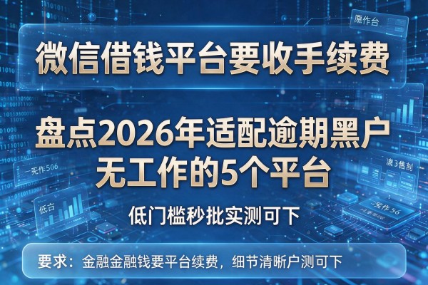 微信借钱平台要收手续费 盘点2026年适配逾期黑户无工作的5个平台 低门槛秒批实测可下!