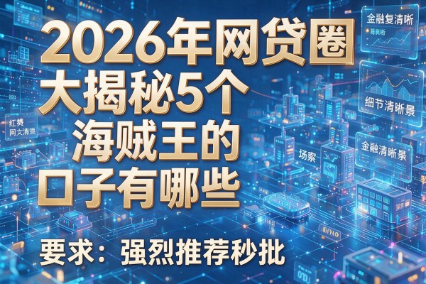 2026年网贷圈大揭秘5个海贼王的口子有哪些强烈推荐秒批!