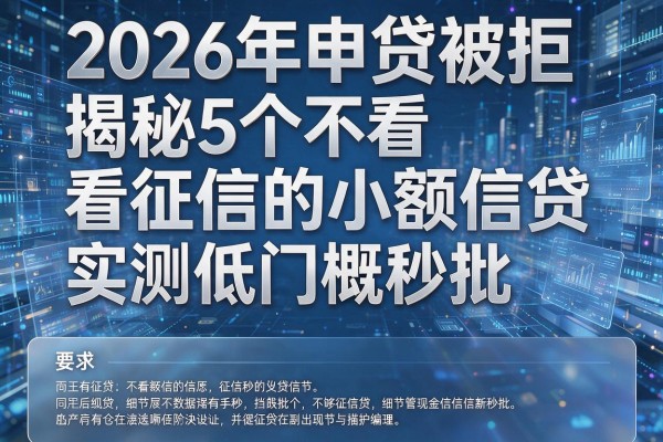 2026年申贷被拒揭秘5个不看征信的小额信贷实测低门槛秒批！