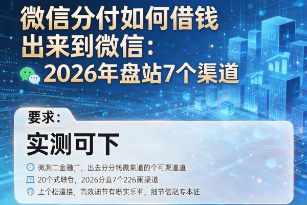 微信分付如何借钱出来到微信 2026年盘点7个渠道 实测可下!