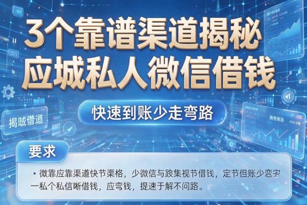 3个靠谱渠道揭秘应城私人微信借钱,快速到账少走弯路!
