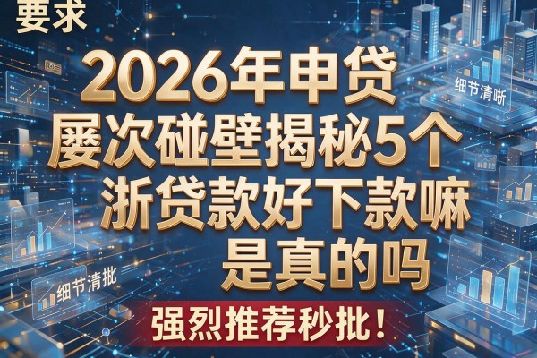 2026年申贷屡次碰壁揭秘5个浙贷款好下款嘛是真的吗强烈推荐秒批!