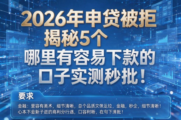 2026年申贷被拒揭秘5个哪里有容易下款的口子实测秒批!