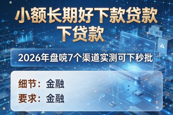 小额长期好下款贷款 2026年盘点7个渠道实测可下秒批!